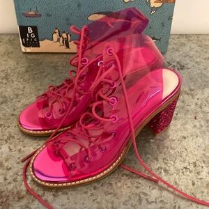 Jeffery Campbell Free People edition hot pink glitter heel